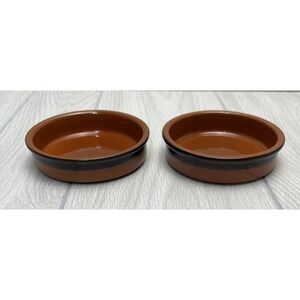 Cermer Glazed Set Of 2 Creme Brulé Flan Baking Dishes Terracotta Ramekins